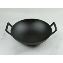 Amazon solution 14 inch Pre-Seasoned Big Chinese cooking Cast Iron Wok Black for sale